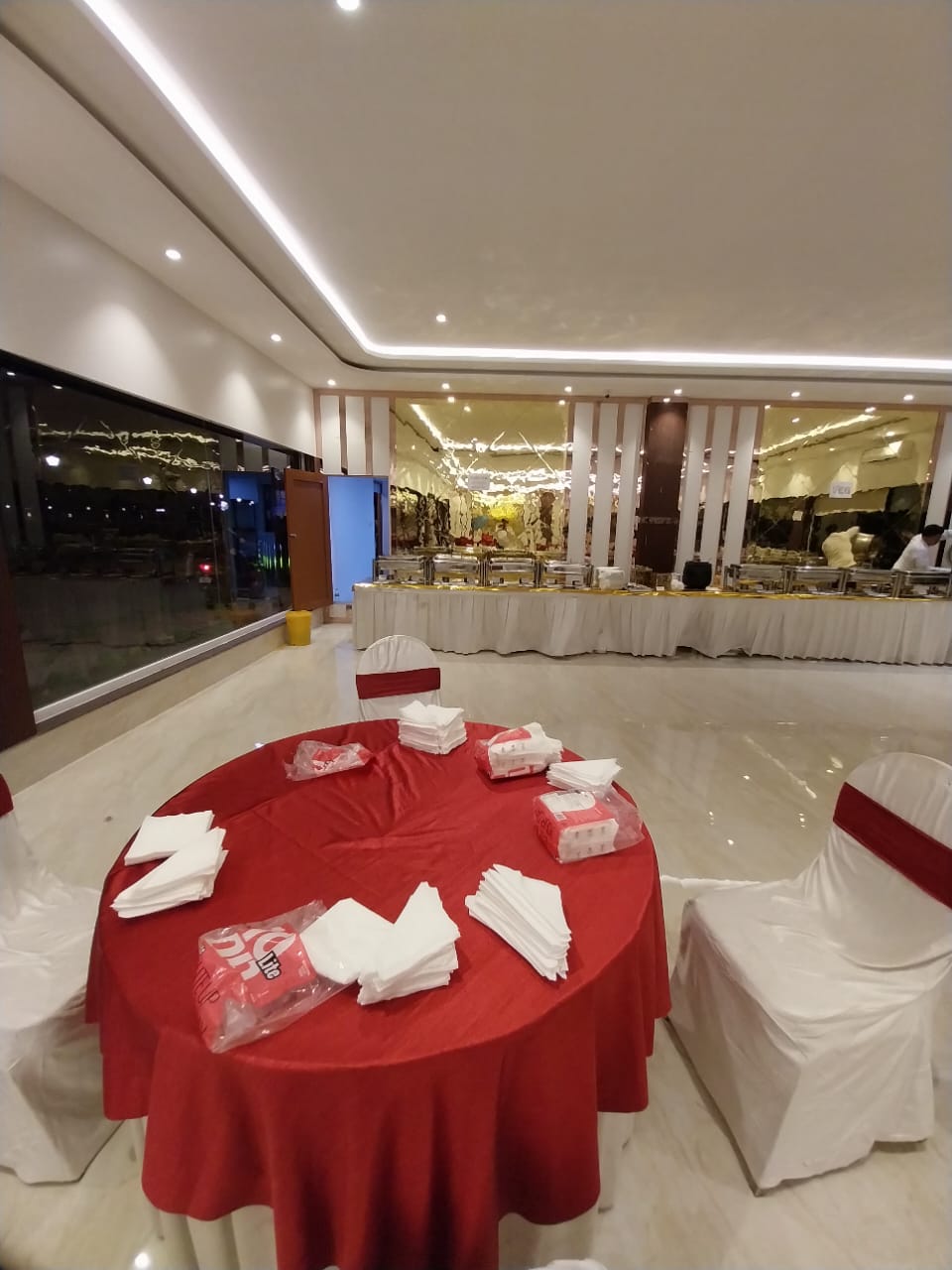 Buffet dining setup